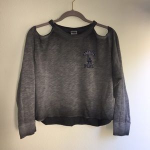 victorias secret dodgers cold shoulder sweatshirt